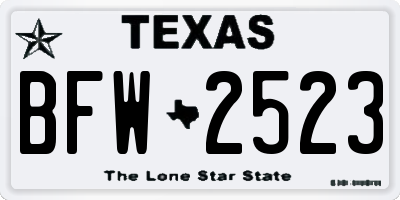 TX license plate BFW2523