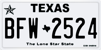 TX license plate BFW2524