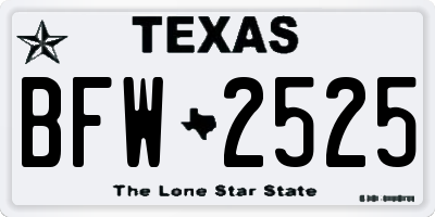TX license plate BFW2525