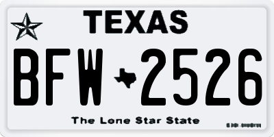 TX license plate BFW2526