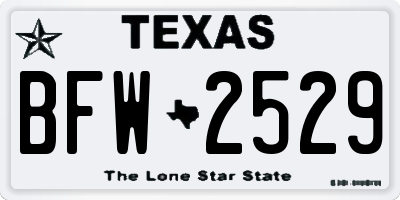 TX license plate BFW2529
