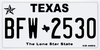 TX license plate BFW2530