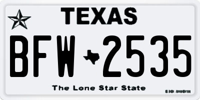 TX license plate BFW2535