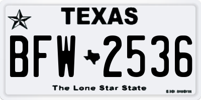 TX license plate BFW2536