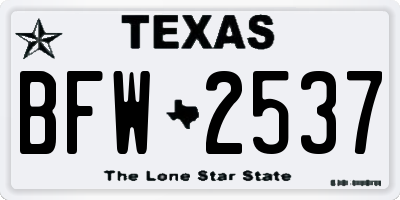 TX license plate BFW2537