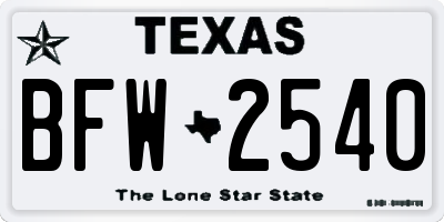 TX license plate BFW2540