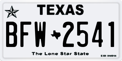 TX license plate BFW2541