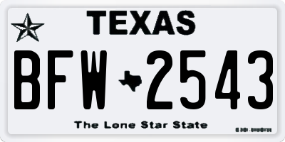 TX license plate BFW2543