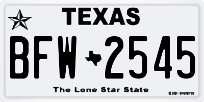 TX license plate BFW2545