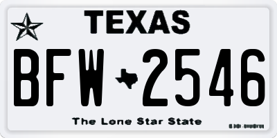 TX license plate BFW2546