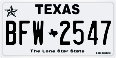 TX license plate BFW2547
