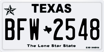 TX license plate BFW2548