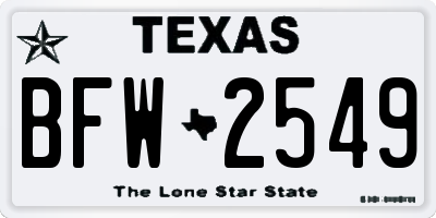 TX license plate BFW2549