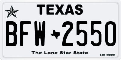 TX license plate BFW2550
