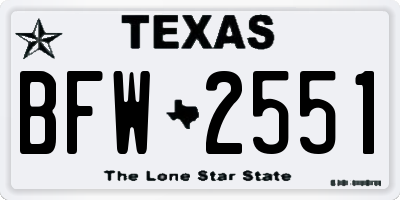 TX license plate BFW2551
