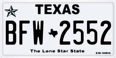 TX license plate BFW2552