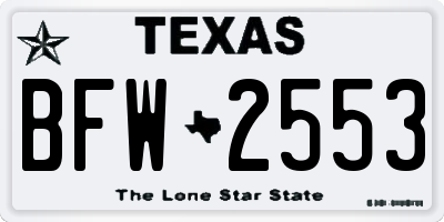 TX license plate BFW2553