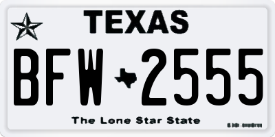 TX license plate BFW2555