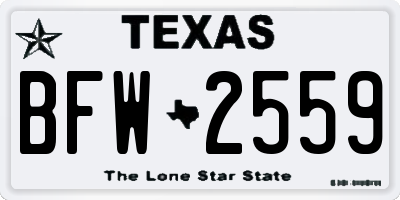 TX license plate BFW2559