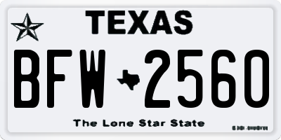 TX license plate BFW2560