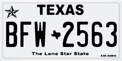 TX license plate BFW2563