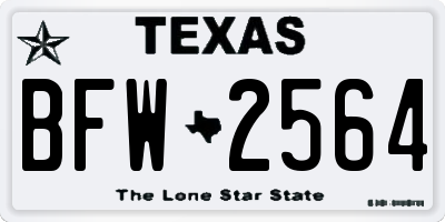 TX license plate BFW2564