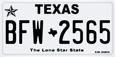 TX license plate BFW2565