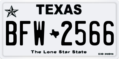 TX license plate BFW2566