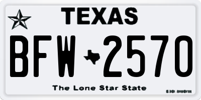 TX license plate BFW2570