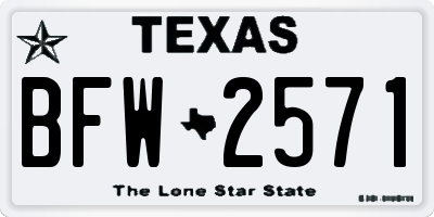 TX license plate BFW2571