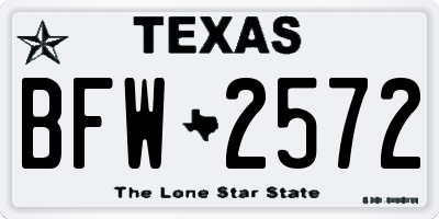 TX license plate BFW2572