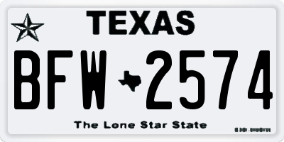 TX license plate BFW2574