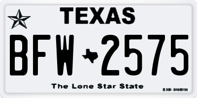 TX license plate BFW2575