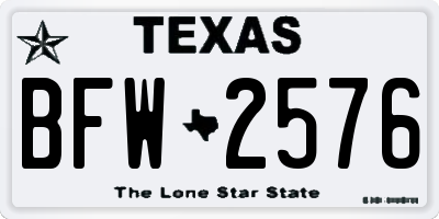 TX license plate BFW2576