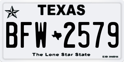 TX license plate BFW2579