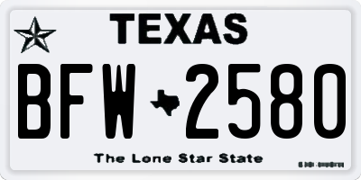 TX license plate BFW2580