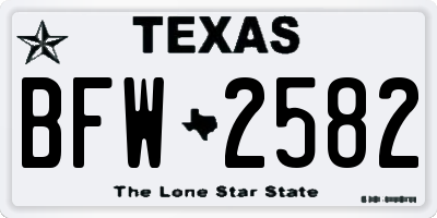 TX license plate BFW2582