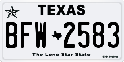 TX license plate BFW2583