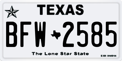 TX license plate BFW2585