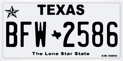 TX license plate BFW2586