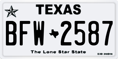 TX license plate BFW2587