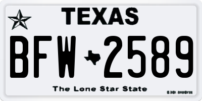 TX license plate BFW2589