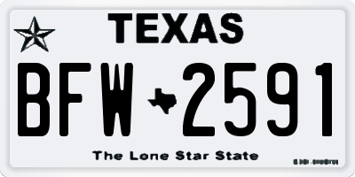 TX license plate BFW2591