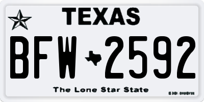 TX license plate BFW2592