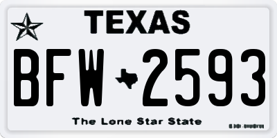 TX license plate BFW2593