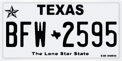TX license plate BFW2595