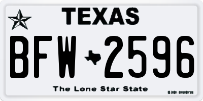 TX license plate BFW2596