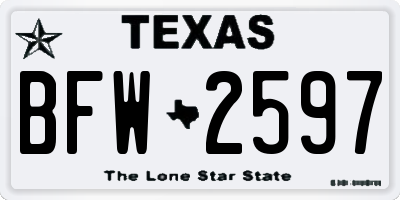 TX license plate BFW2597