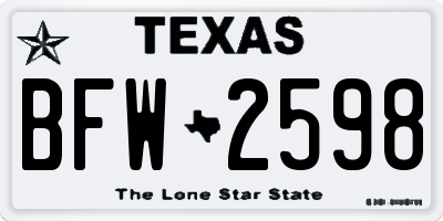 TX license plate BFW2598