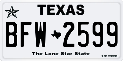 TX license plate BFW2599